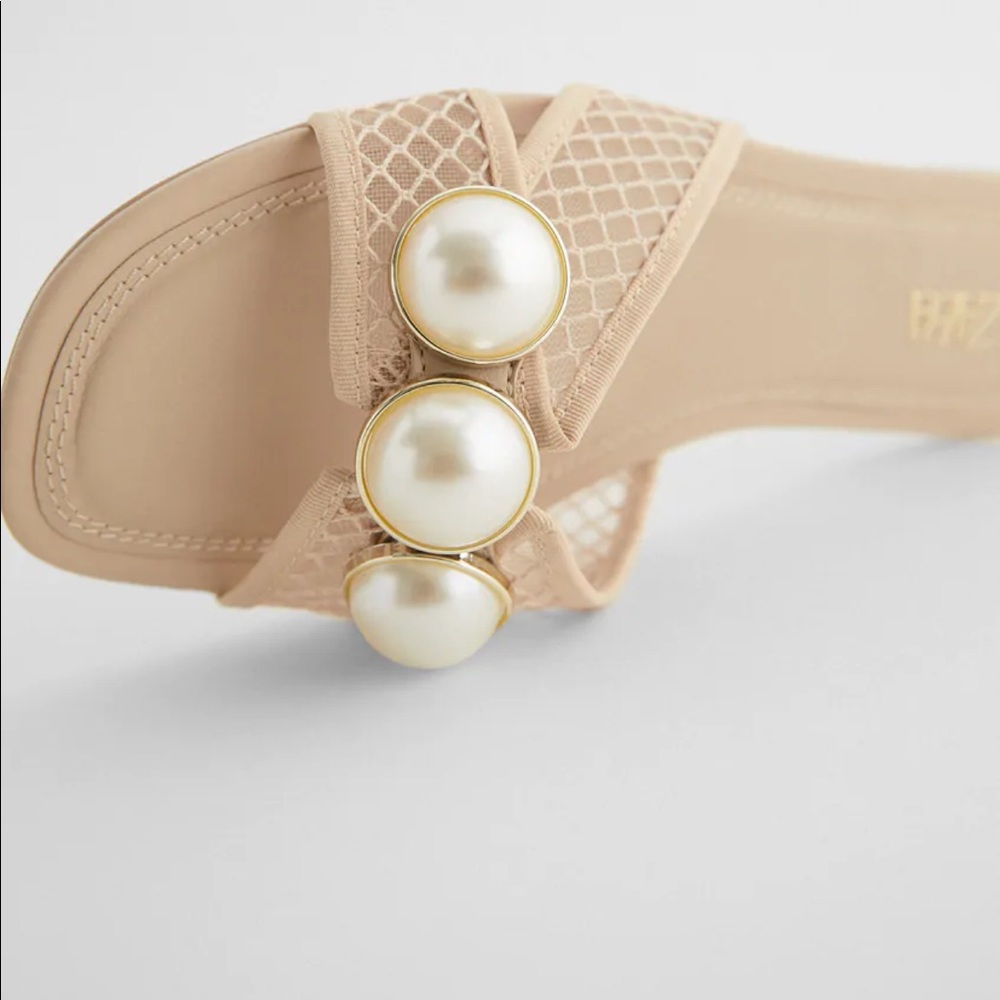 Zara pearl mesh slide sandals